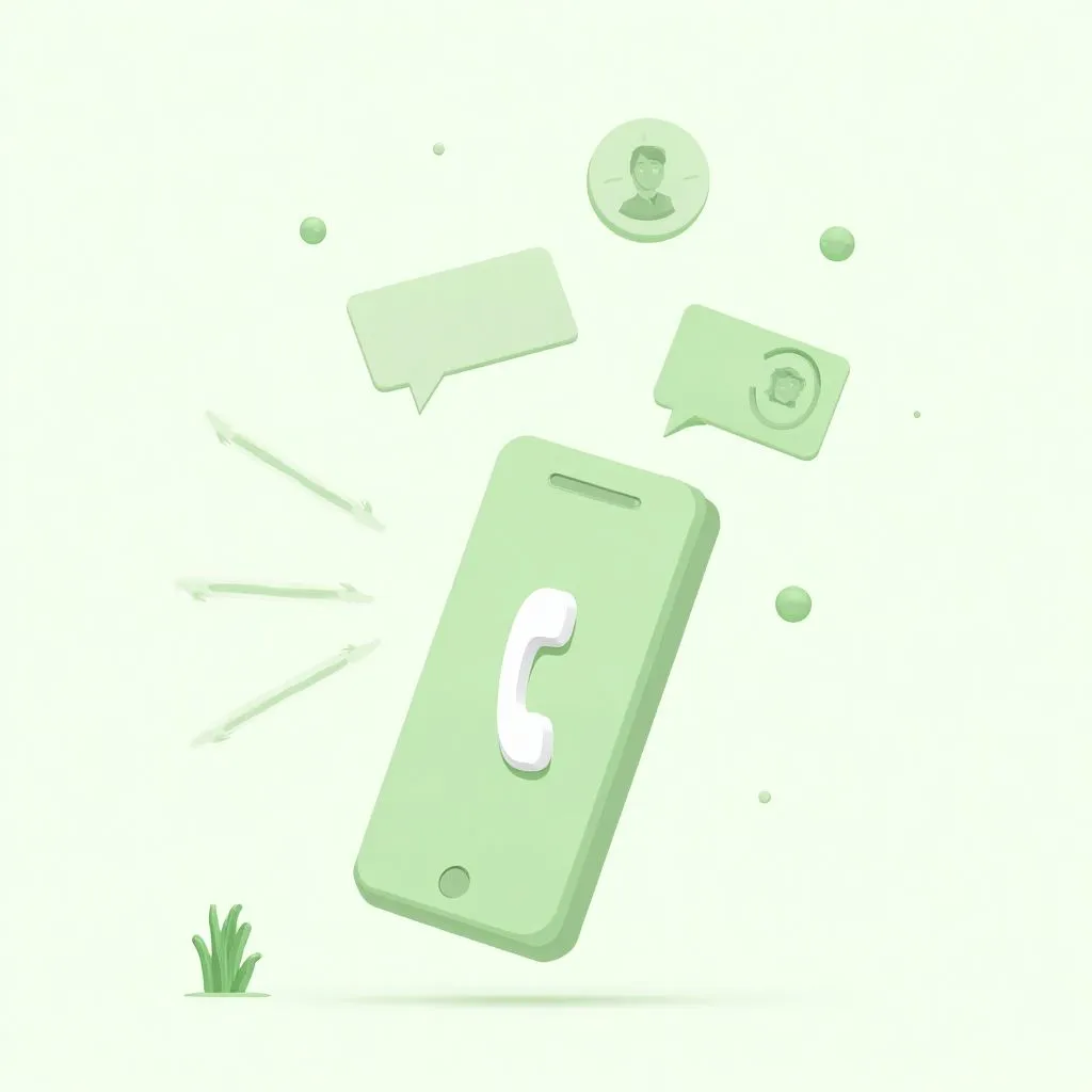 AI Receptionist Interface with Floating Communication Icons